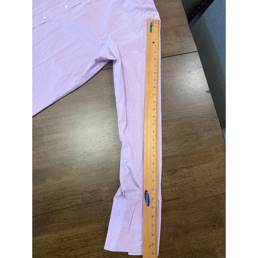 Thomas Pink Mens Superfine 170s Striped Dress Shirt Lavender Orange 16.5 36.5 - Picture 5 of 6